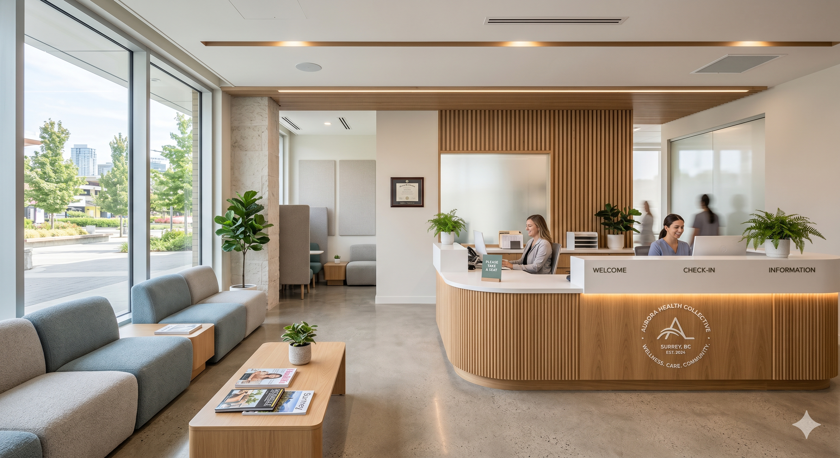 Medical clinic reception — modern healthcare interior
