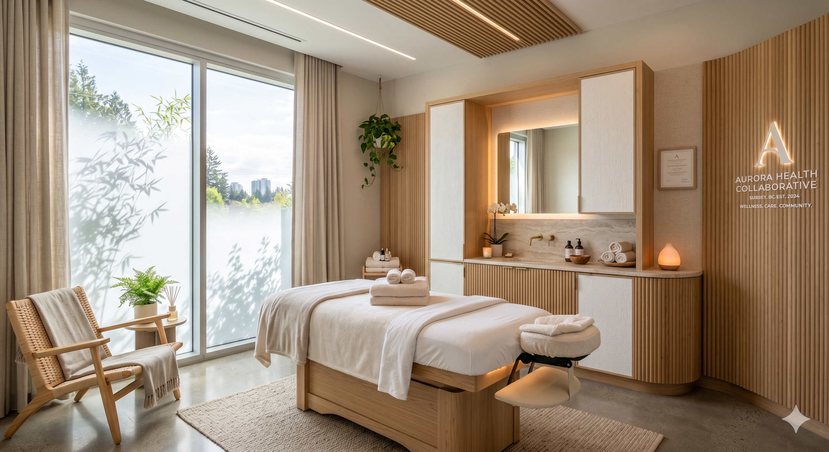 Luxury spa treatment room — wellness centre interior